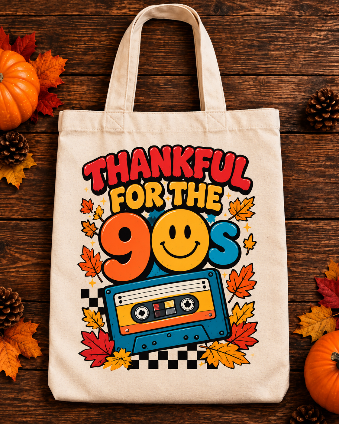 Thankful for the 90s Retro Thanksgiving Tote Bag
