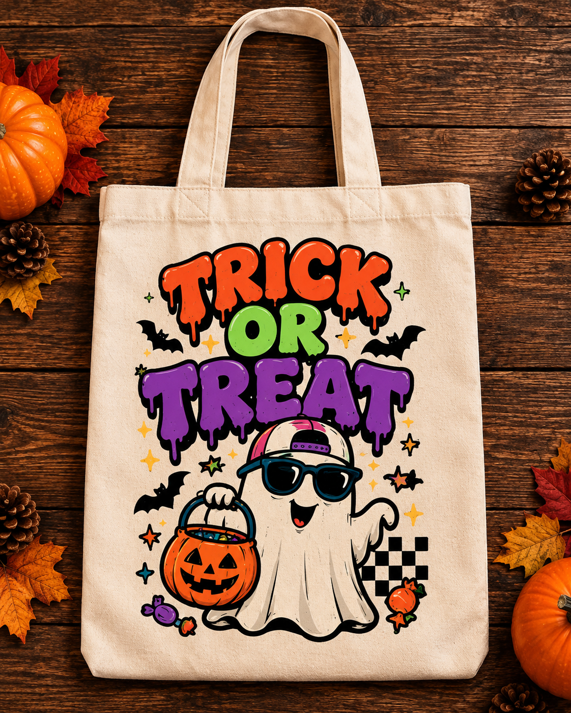 Trick or Treat Retro Halloween Tote Bag