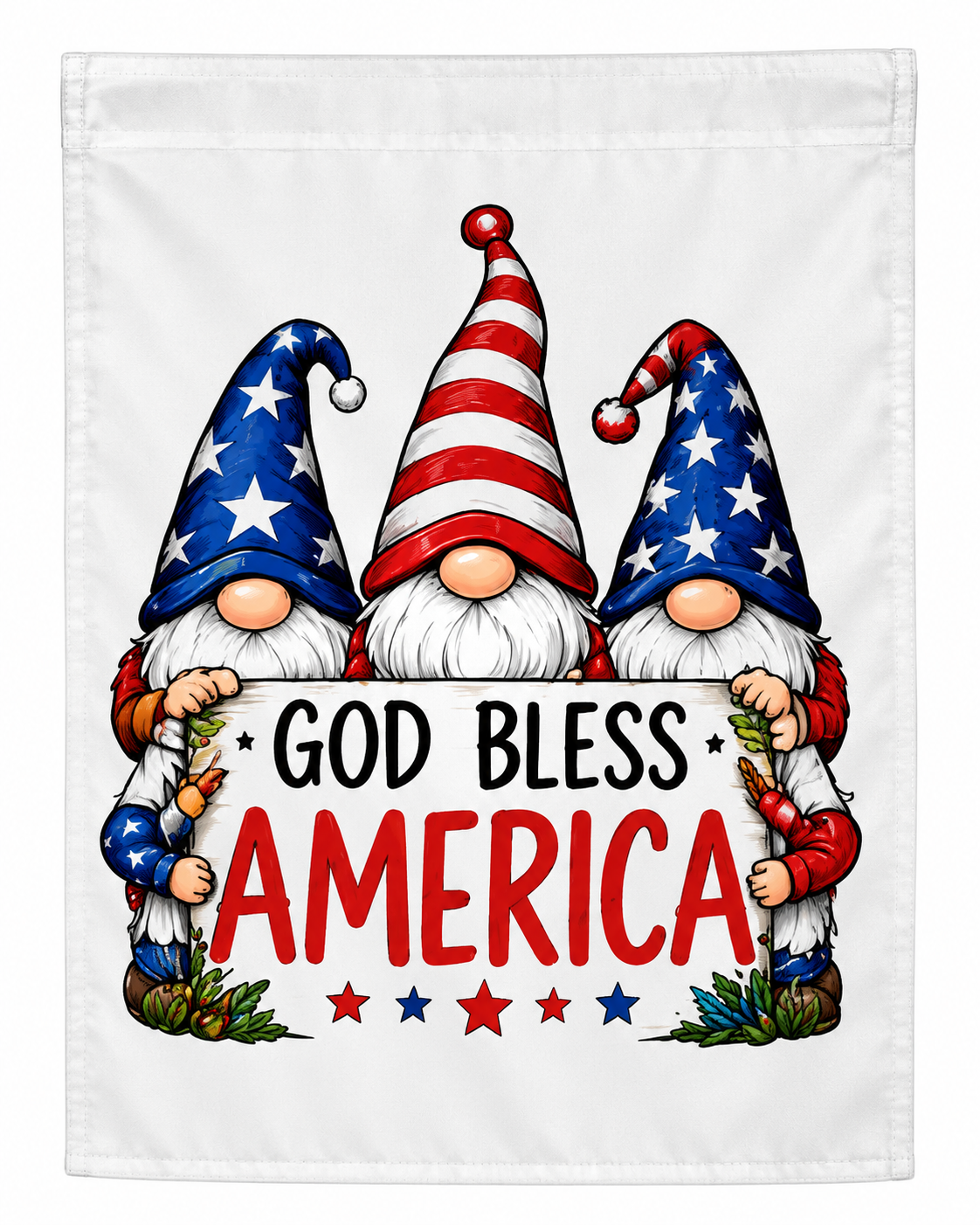 God Bless America Patriotic Gnome Garden Flag