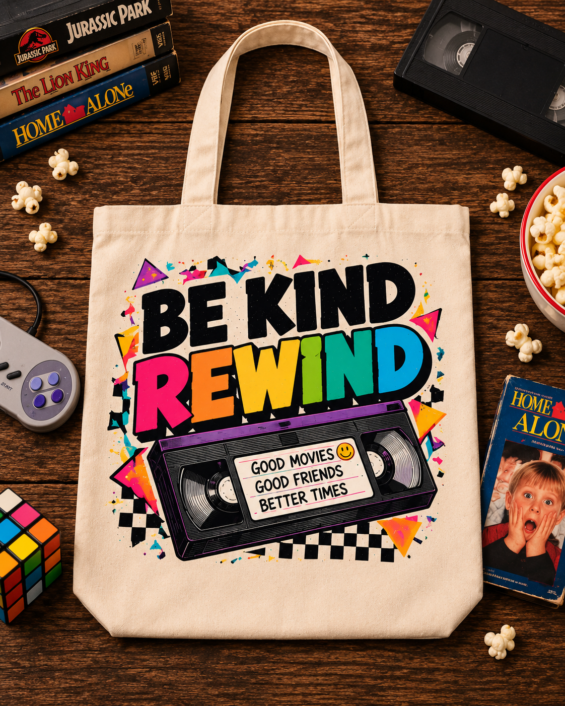 Be Kind Rewind Retro 90s Cassette Tote Bag