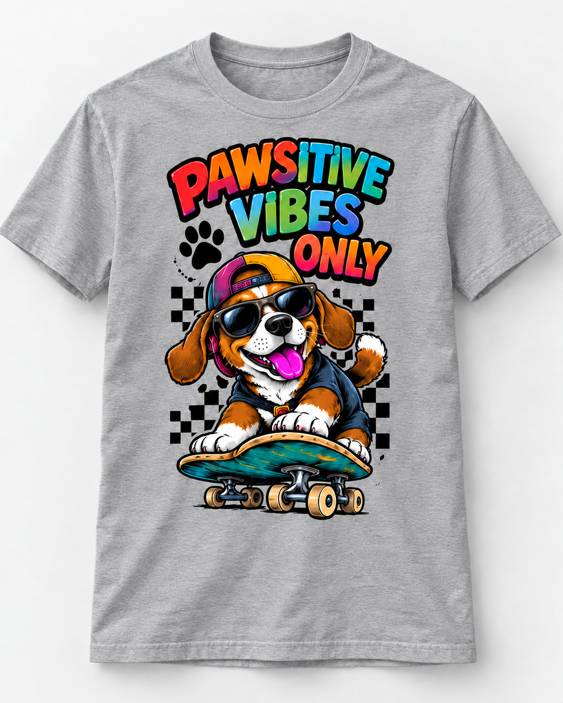 Positive Vibes Only Retro Skate Graphic Tee