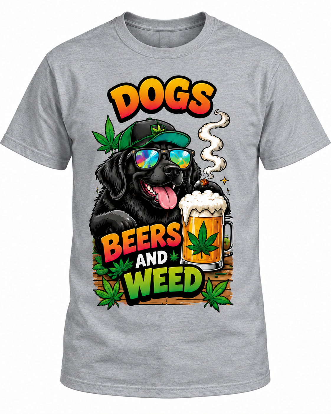 Dogs Coffee & Weed Funny Graphic Tee