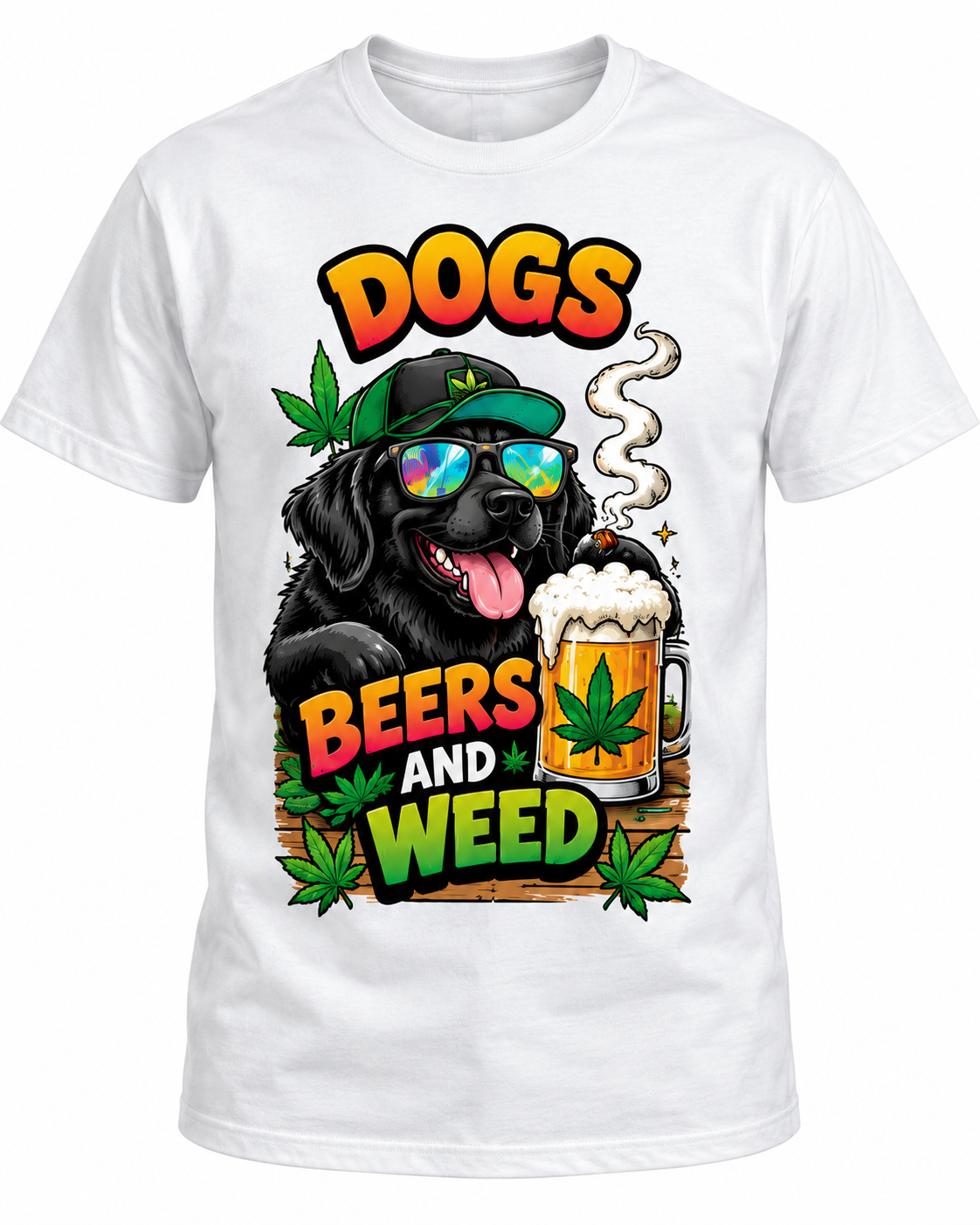 Dogs Coffee & Weed Funny Graphic Tee