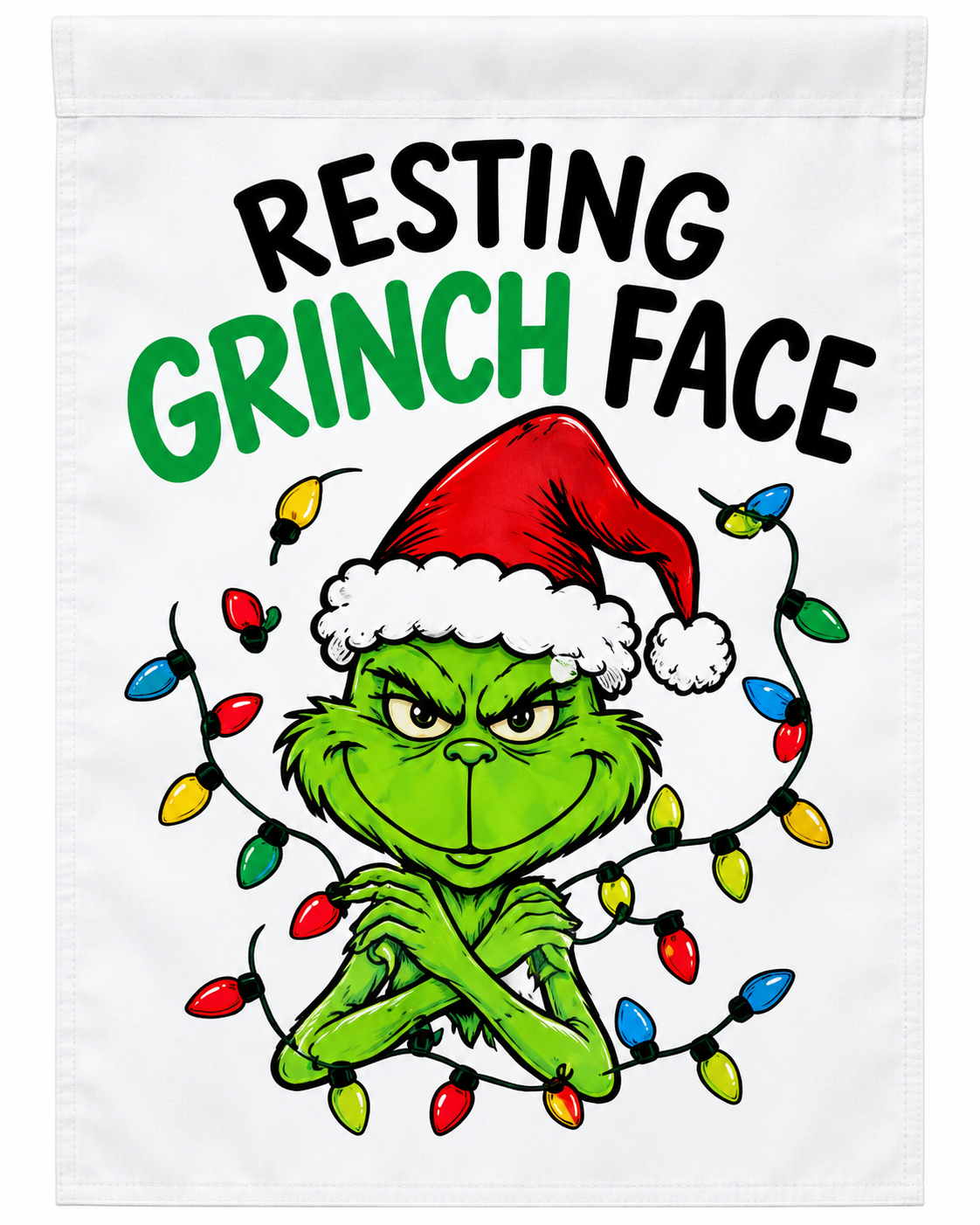 Resting Grinch Face Funny Christmas Garden Flag