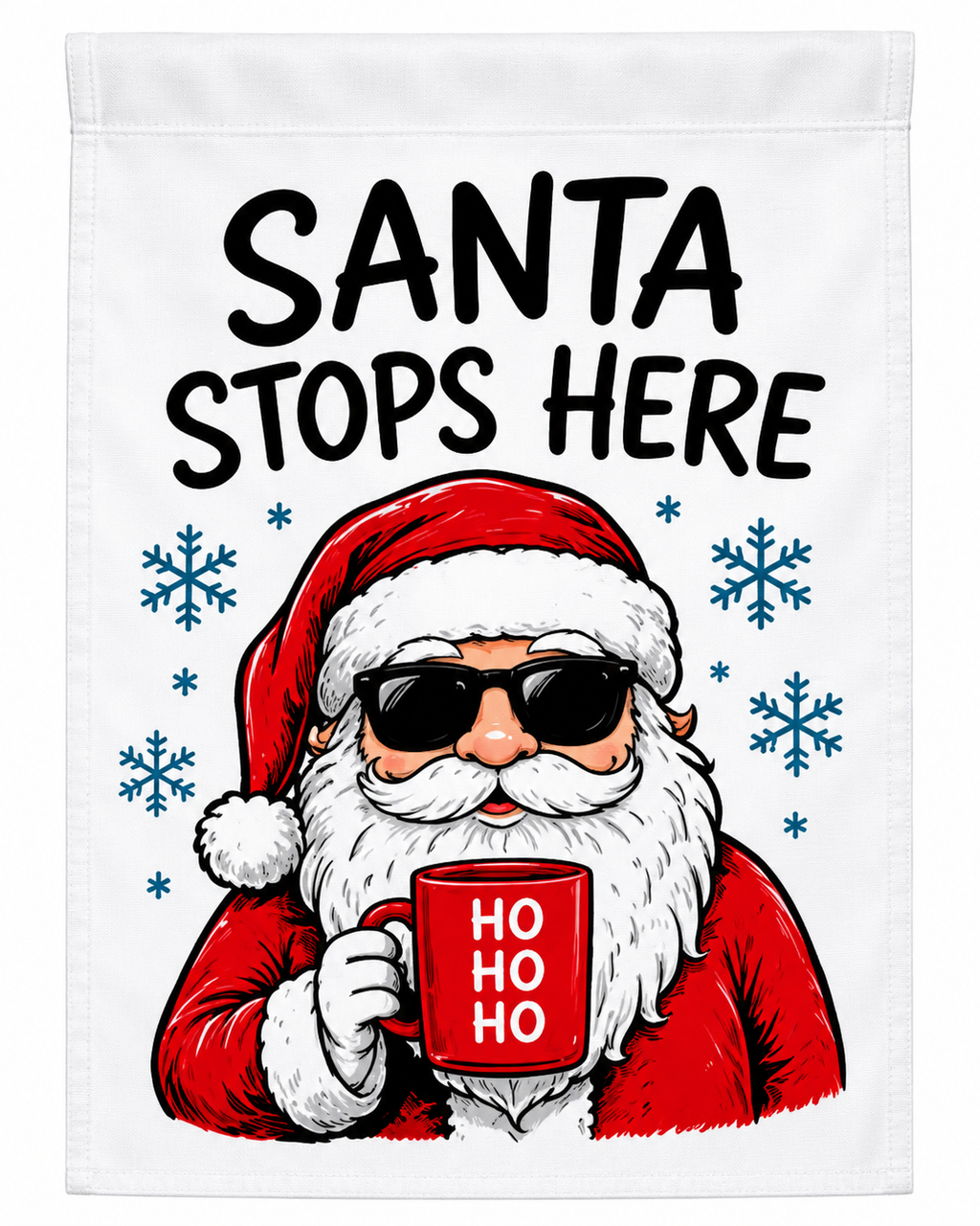 Santa Stops Here Funny Christmas Garden Flag