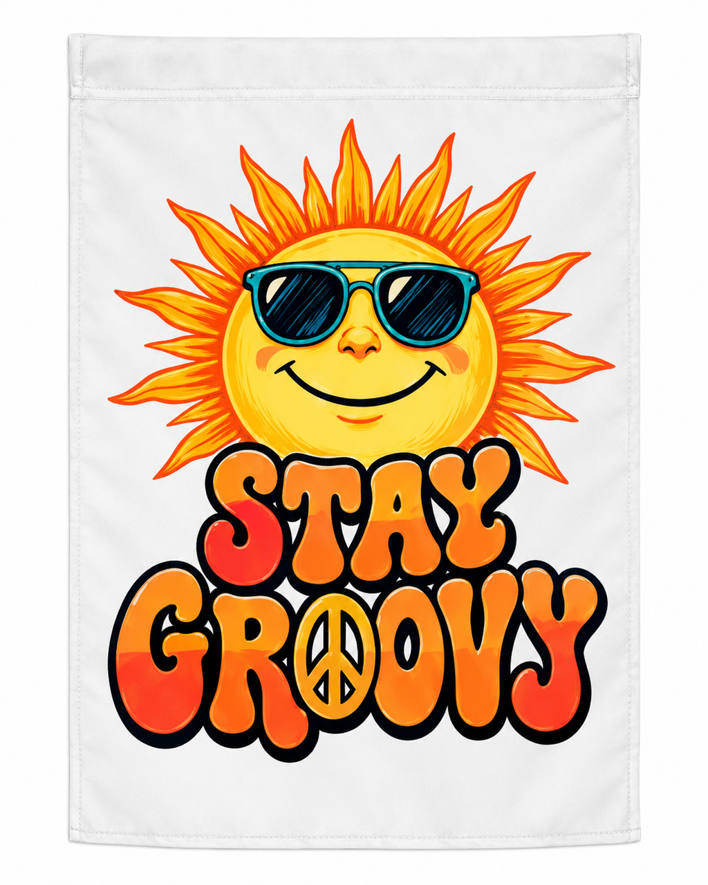 Stay Groovy Retro Sunshine Garden Flag