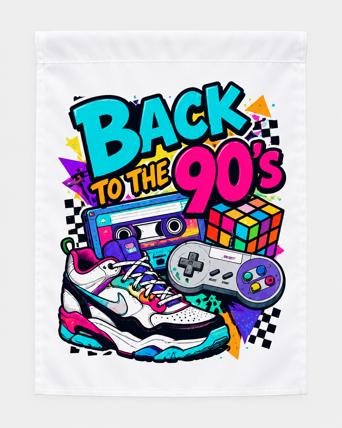 Back to the 90s Retro Nostalgia Garden Flag