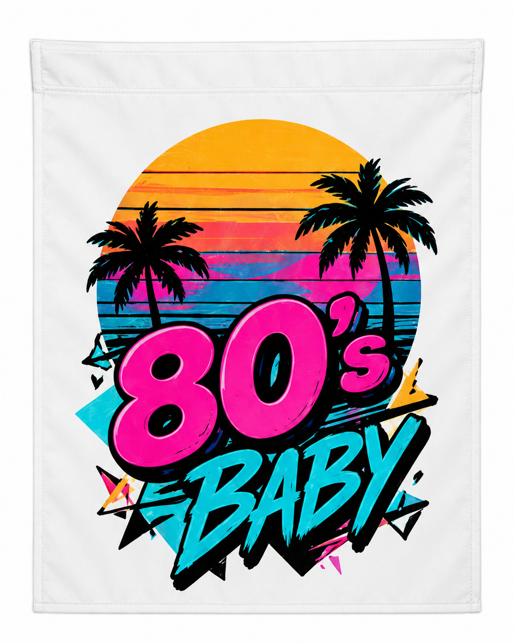 80s Baby Retro Sunset Garden Flag