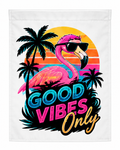 Good Vibes Only Retro Flamingo Garden Flag