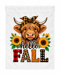 Hello Fall Highland Cow Garden Flag – Cute Autumn Yard Decor