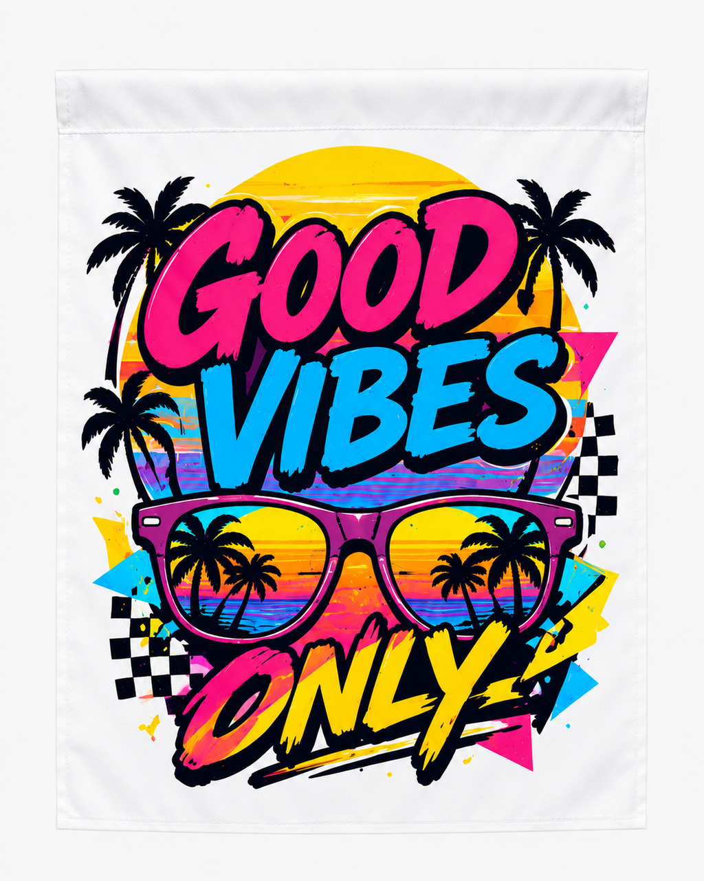 Good Vibes Only Retro 90s Garden Flag