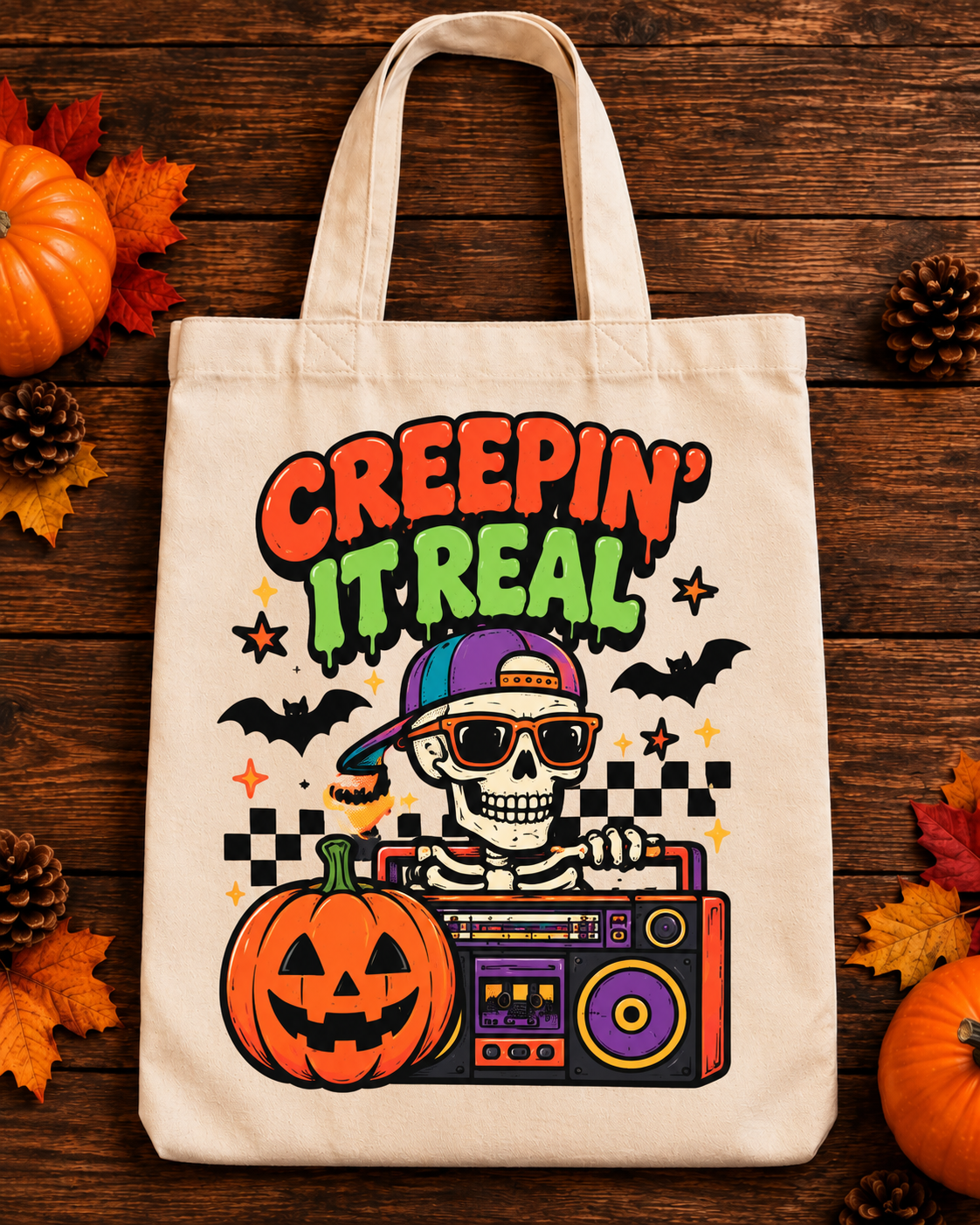 Creepin’ It Real Retro Halloween Tote Bag