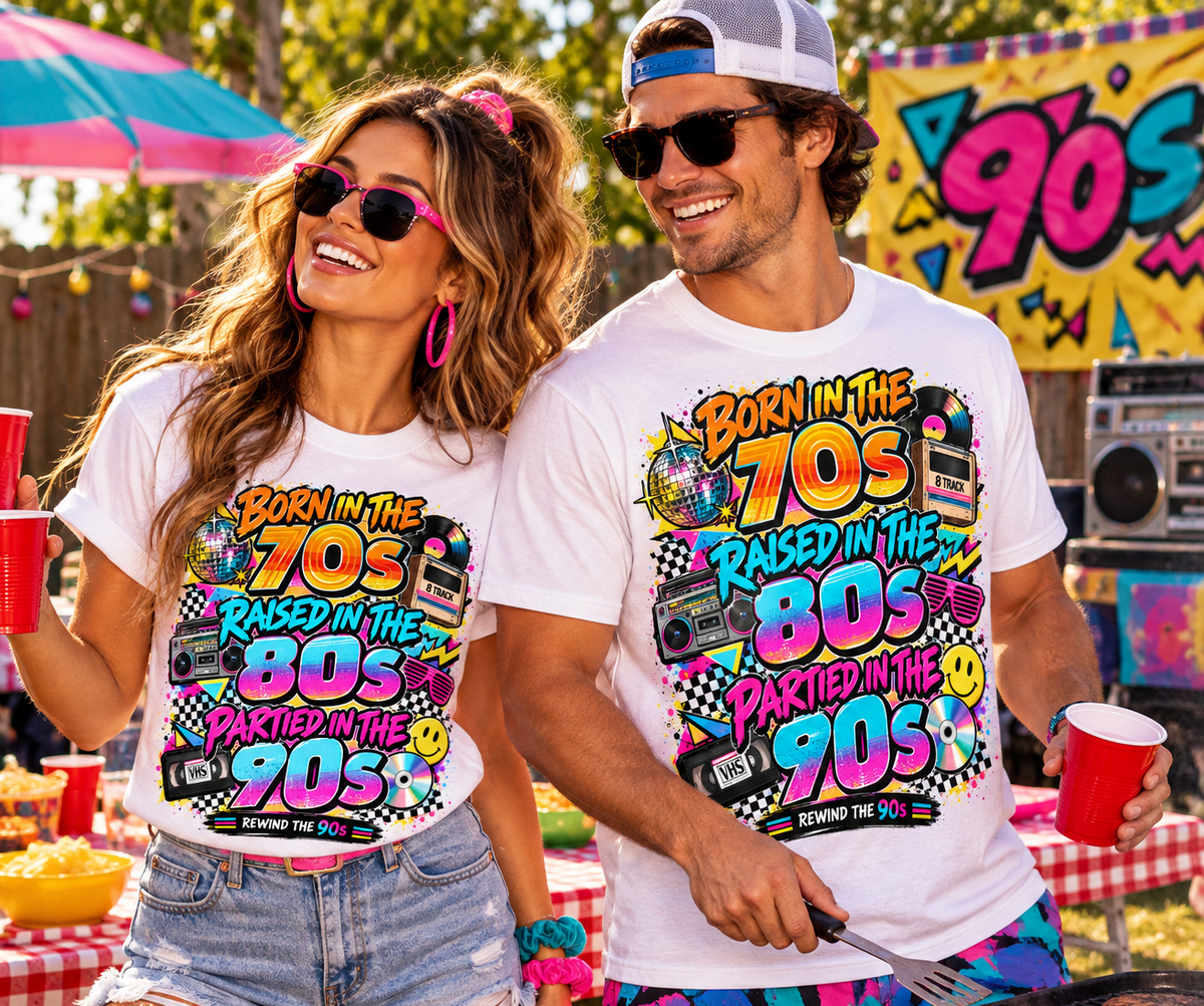 Born in the 70s, Raised in the 80s, Partied in the 90s Retro T-Shirt