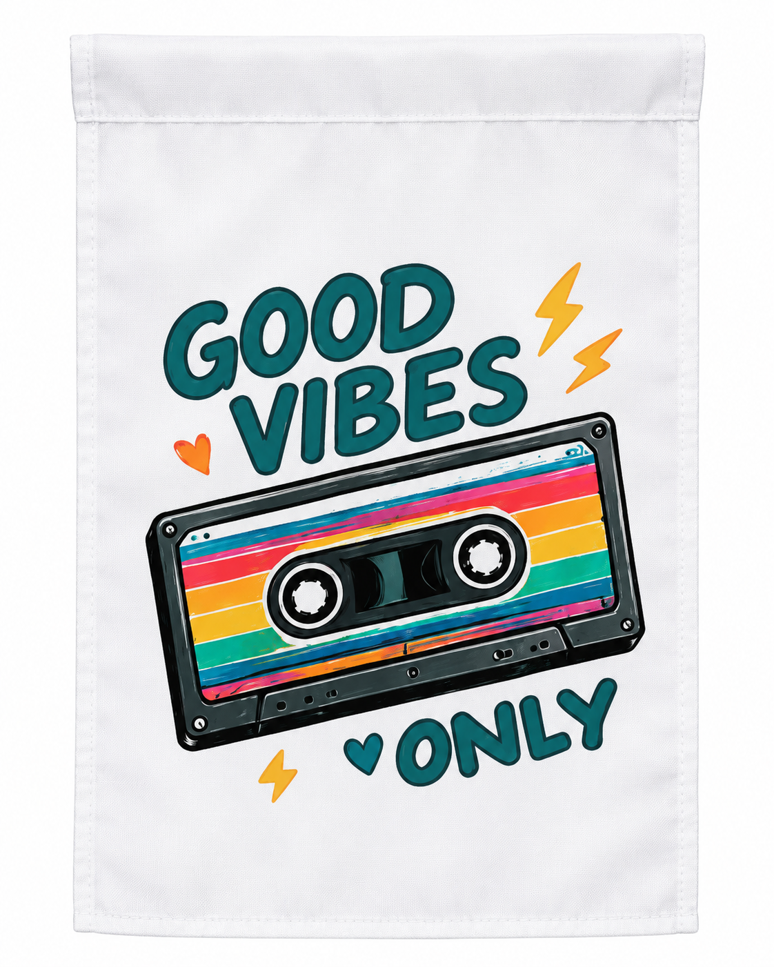 Good Vibes Only Retro Cassette Tape Garden Flag