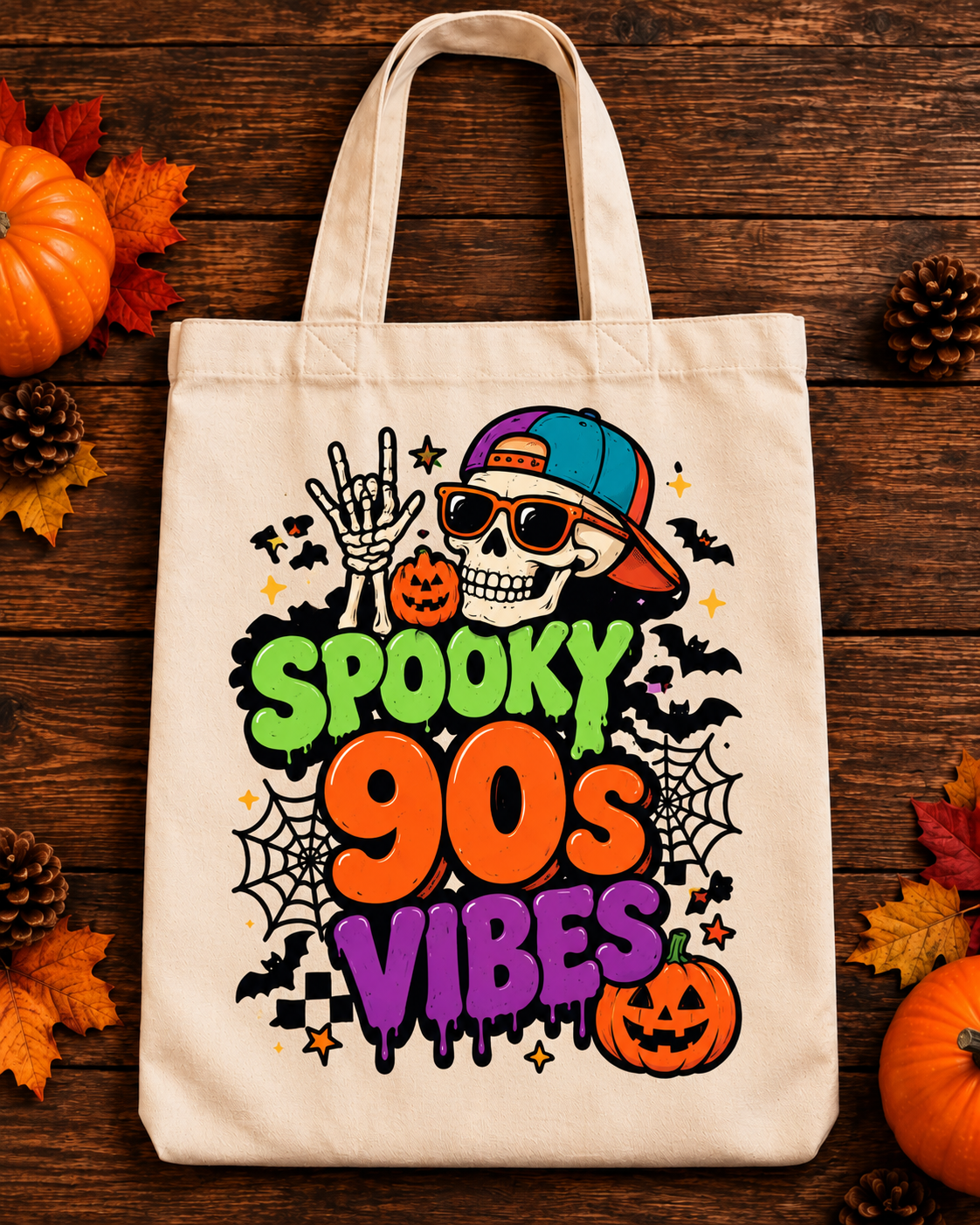 Spooky 90s Vibes Retro Halloween Tote Bag