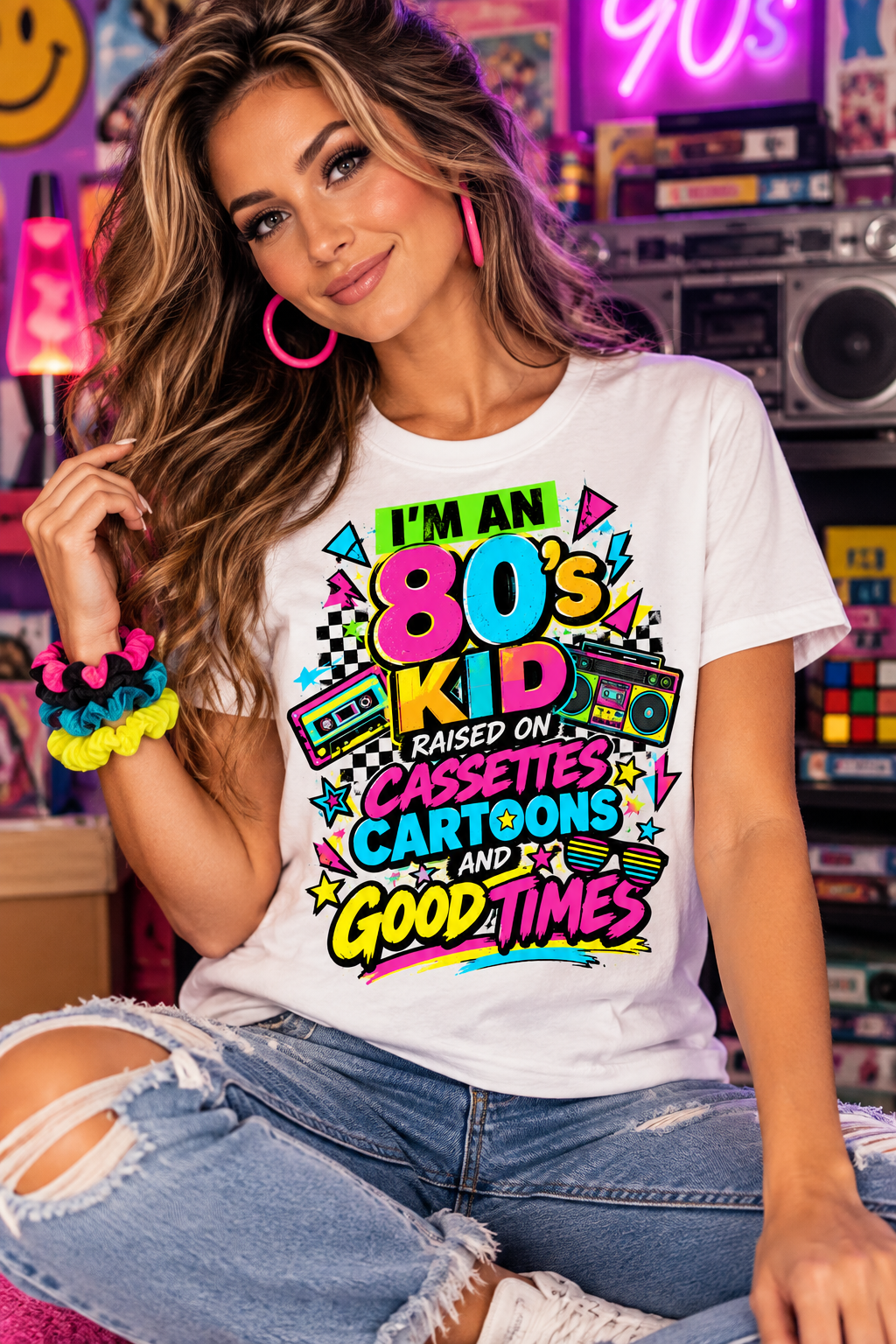 I’m an 80s Kid – Raised on Cassettes, Cartoons & Good Times T-Shirt