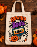 Rewind the Boos Retro 90s Halloween Tote Bag