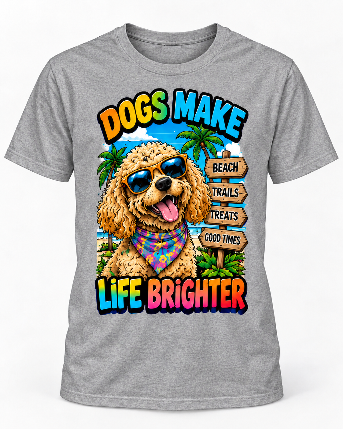 Dogs Make Life Brighter Retro Graphic T-Shirt – graphic shirt design