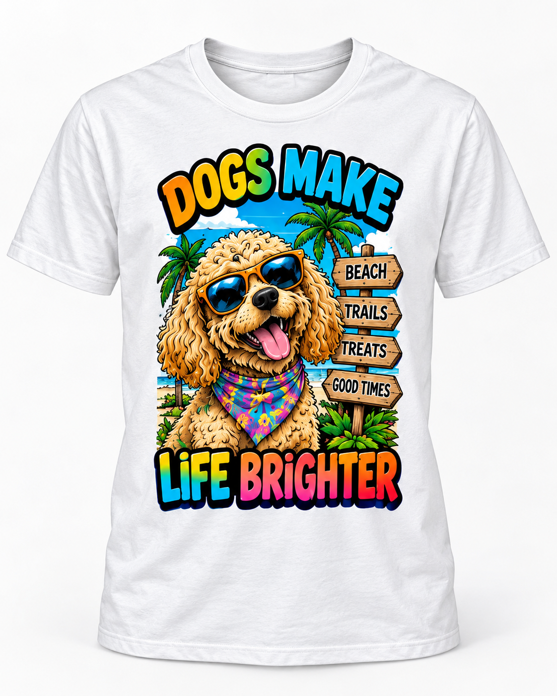 Dogs Make Life Brighter Retro Graphic T-Shirt