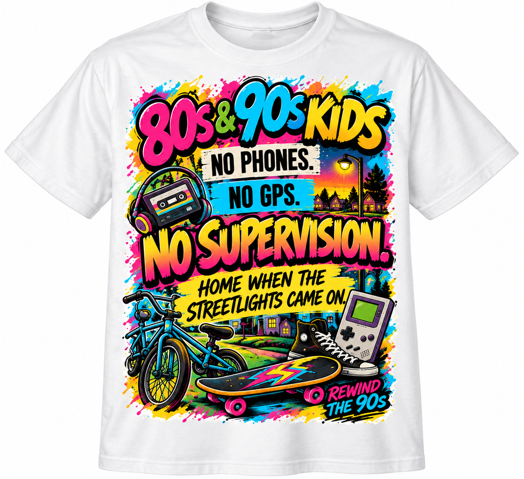 80s & 90s Kids – No Supervision Retro Nostalgia T-Shirt