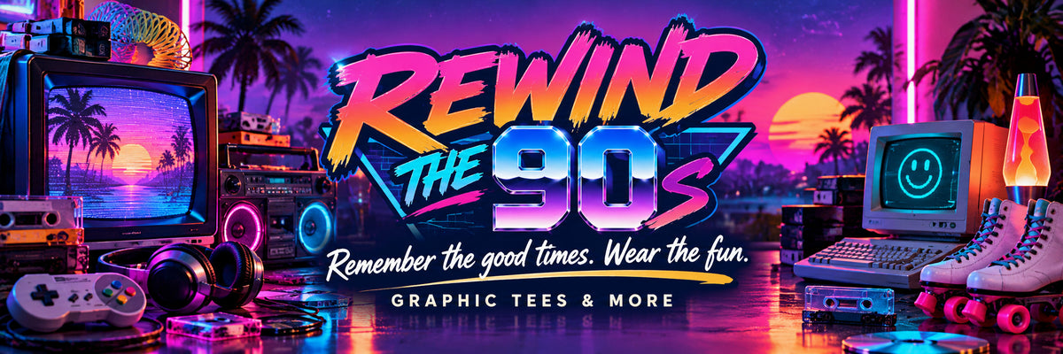 Rewind the 90s top desktop nostalgic arcade graphic