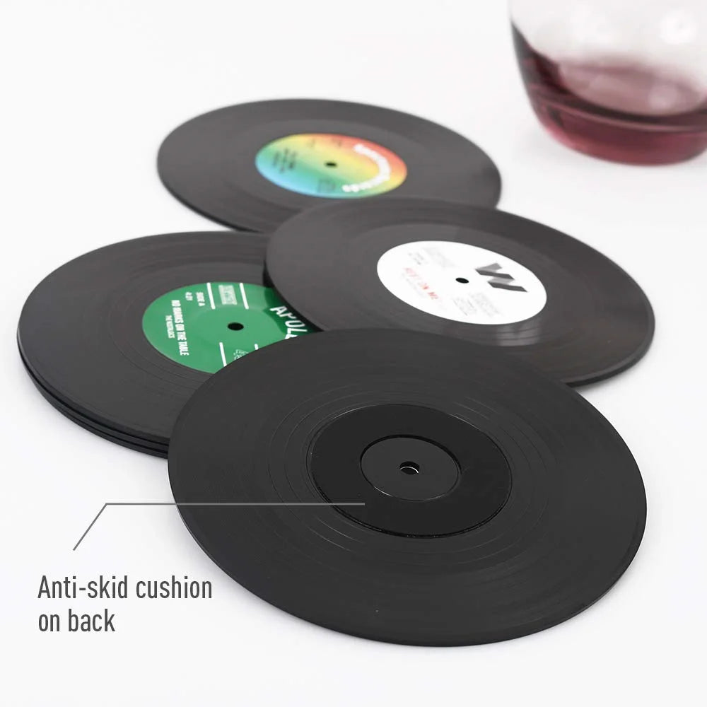 Retro Vinyl Record Coaster Set – 6 Piece