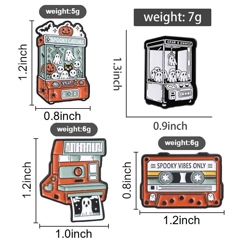 Retro Ghost Claw Machine Pin Set – 3 Piece