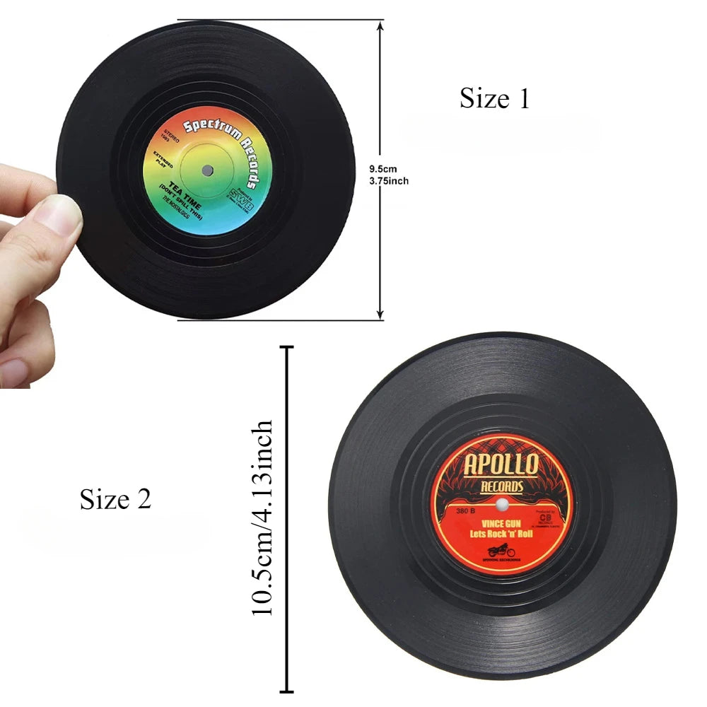 Retro Vinyl Record Coaster Set – 6 Piece