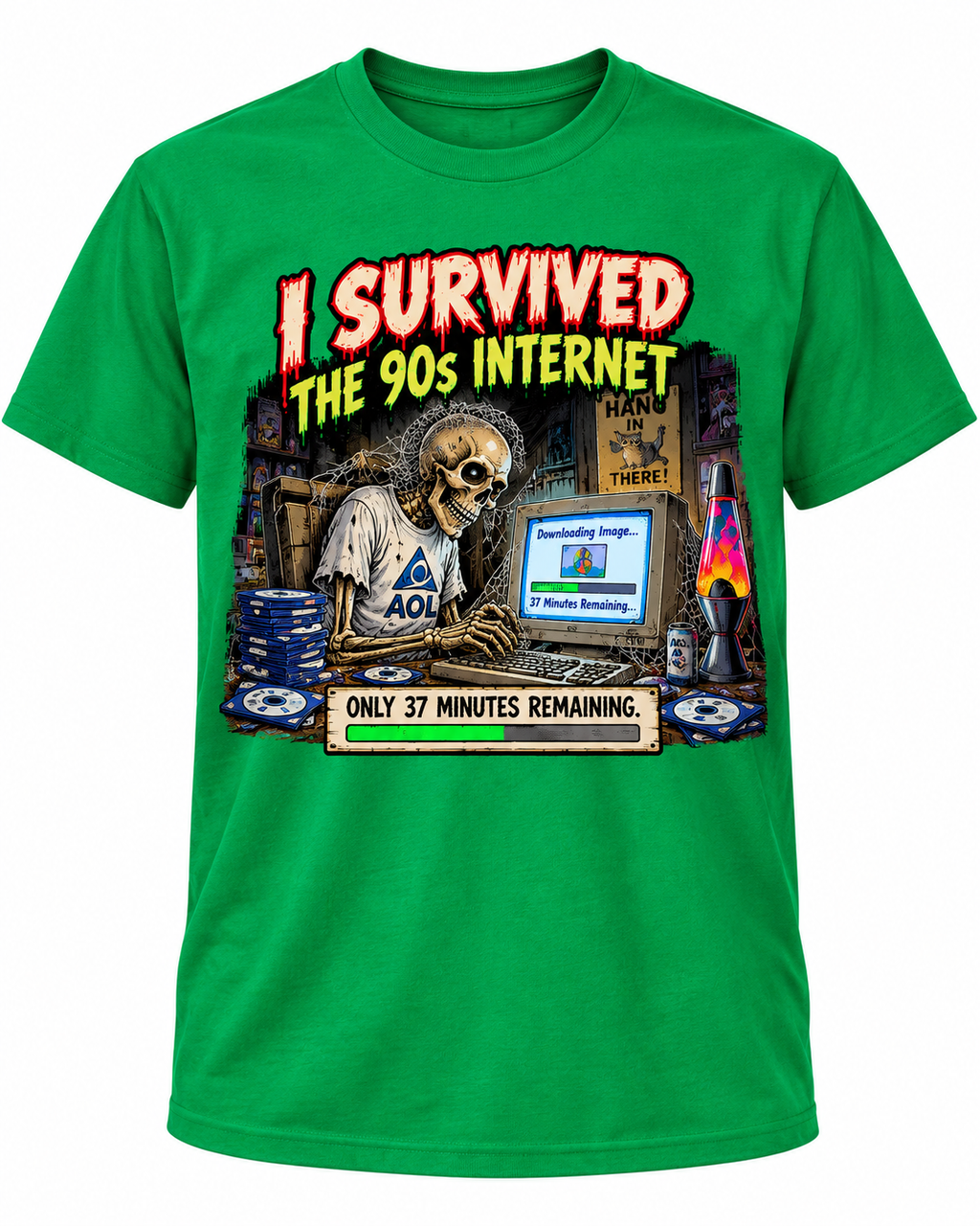 I Survived the 90s Internet on Kelly Green shirt