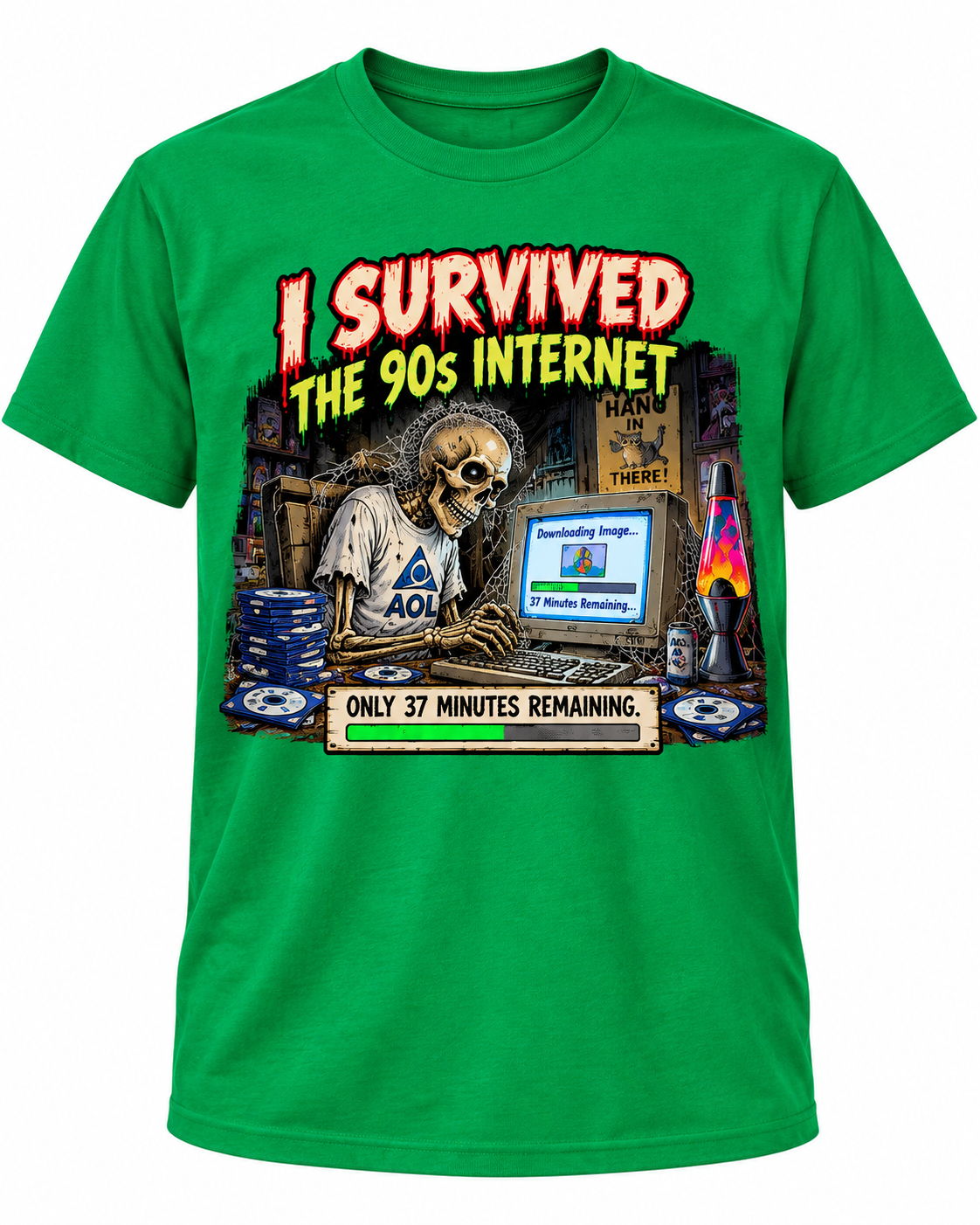 I Survived the 90s Internet on Kelly Green shirt