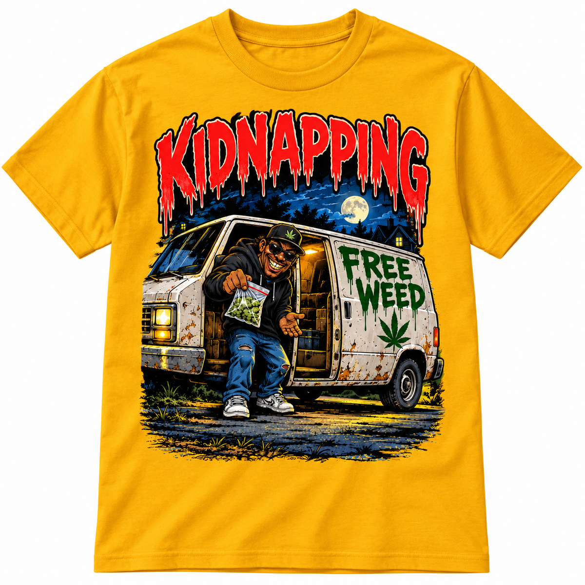 Kidnapping – Free Weed on Gold shirt