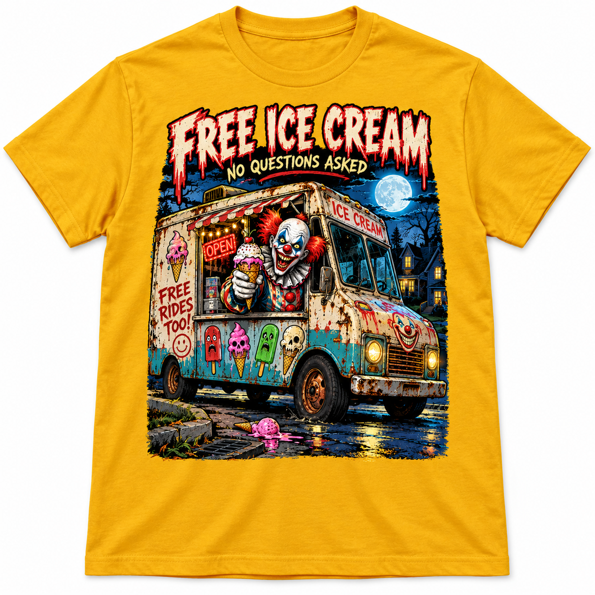 Free Ice Cream – No Questions Asked on Gold shirt