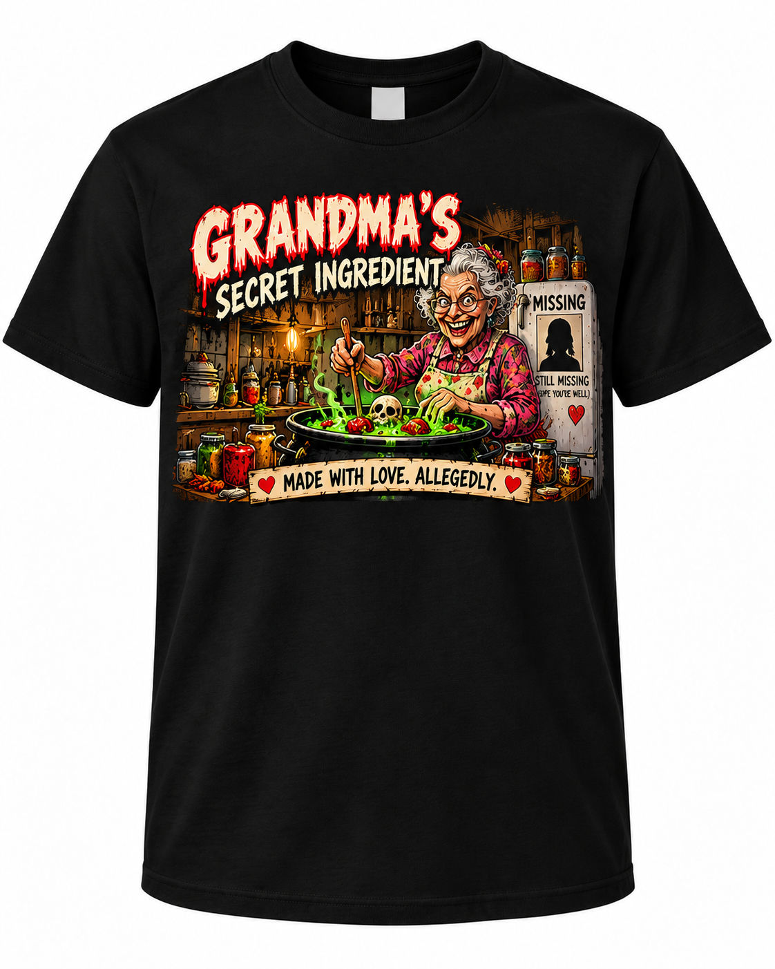 Grandma's Secret Ingredient on Black shirt