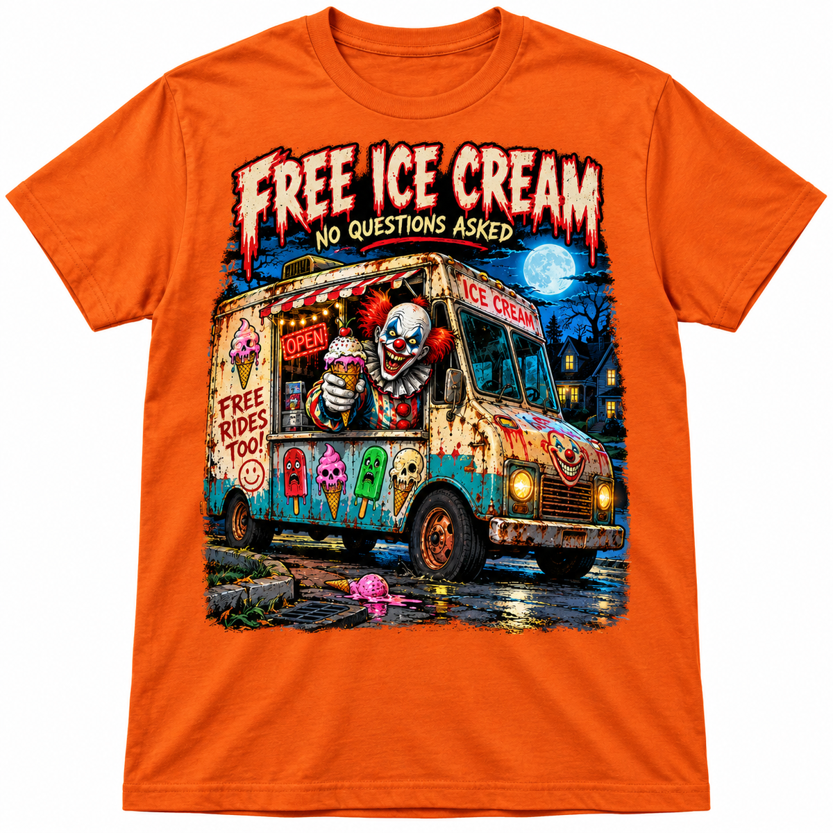 Free Ice Cream – No Questions Asked on Orange shirt