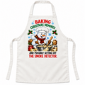 White Christmas apron with Baking Christmas Memories and Possibly Setting Off the Smoke Detector artwork