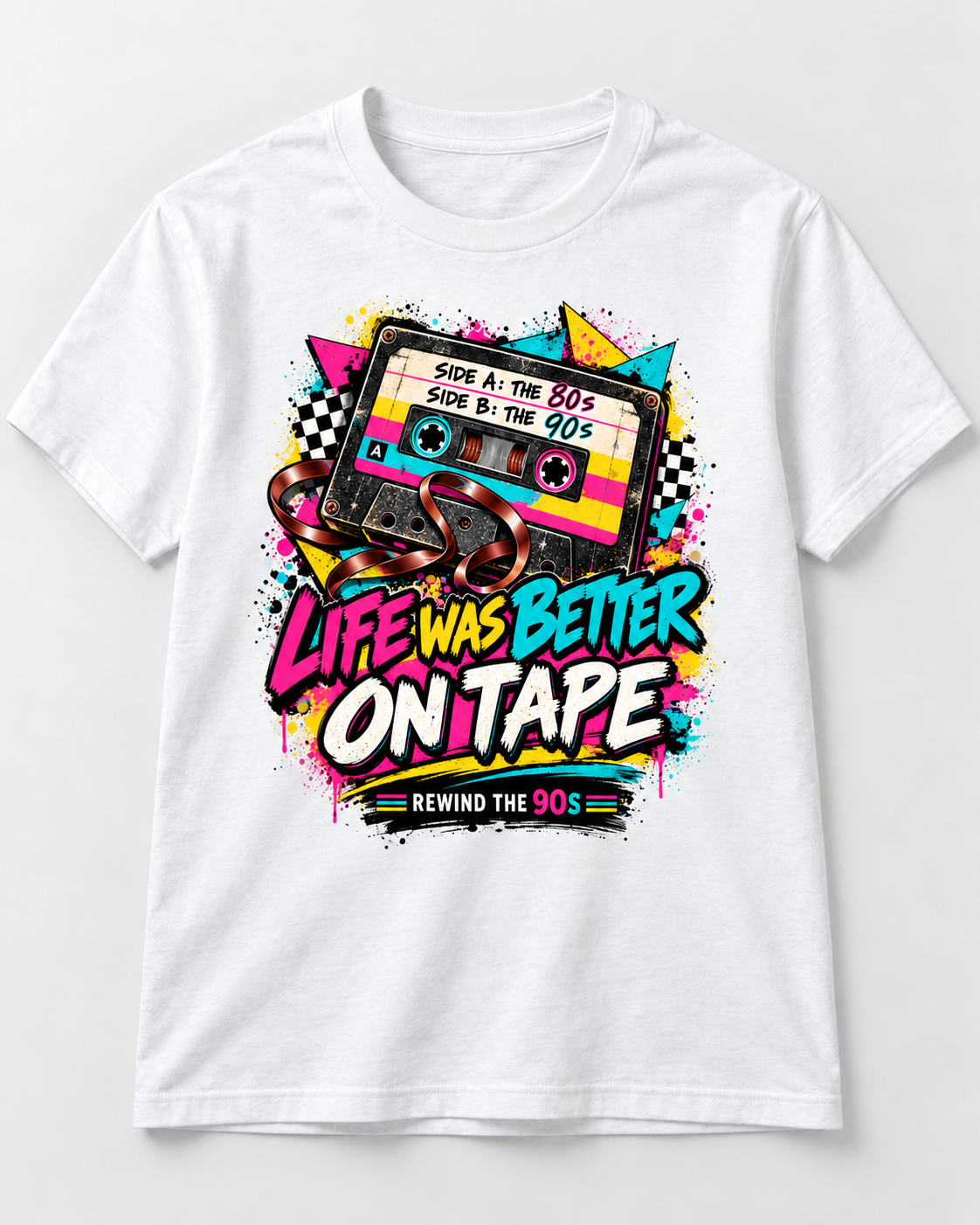Life Was Better on Tape cassette graphic T-shirt