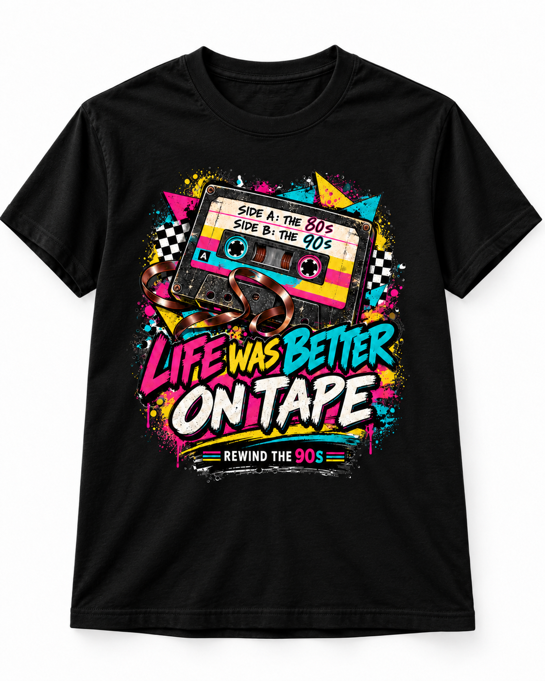 Life Was Better on Tape cassette graphic T-shirt