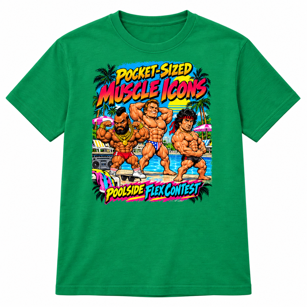 Muscle Icons – Retro Pocket-Size Graphic T-Shirt
