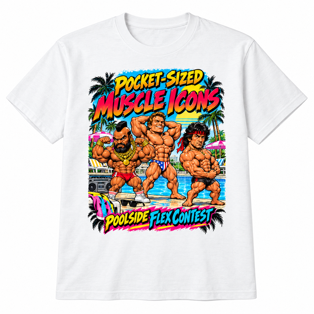 Muscle Icons – Retro Pocket-Size Graphic T-Shirt