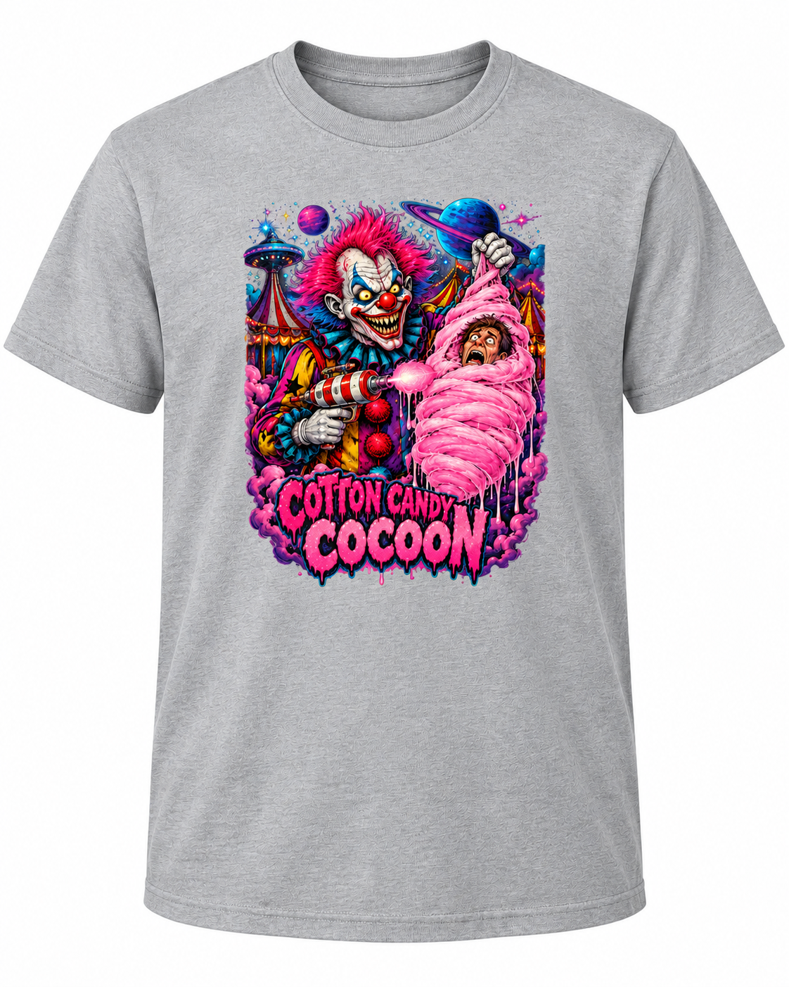 Cotton Candy Cocoon – Retro Horror Graphic T-Shirt