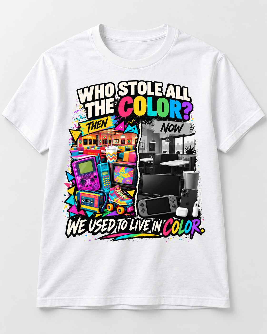 Who Stole All the Color? Retro 80s & 90s Nostalgia T-Shirt