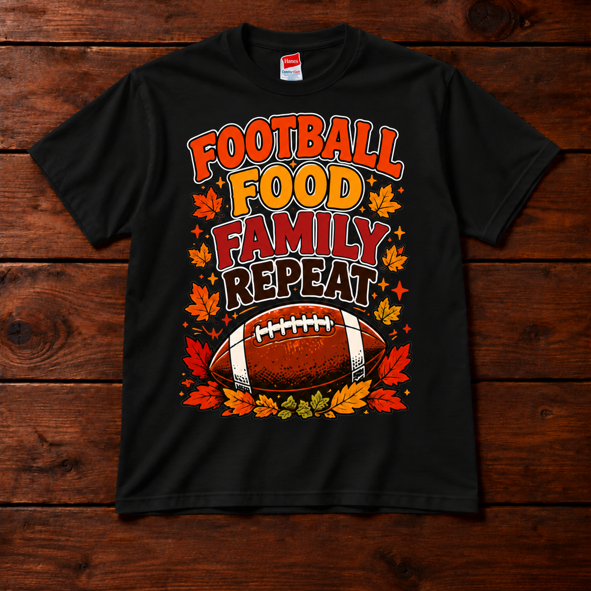 Football Food Family Repeat Thanksgiving T-Shirt
