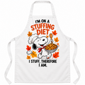 White apron with I'm on a Stuffing Diet – I Stuff, Therefore I Am Thanksgiving design