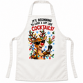 White Christmas apron with It's Beginning to Look a Lot Like Cocktails artwork