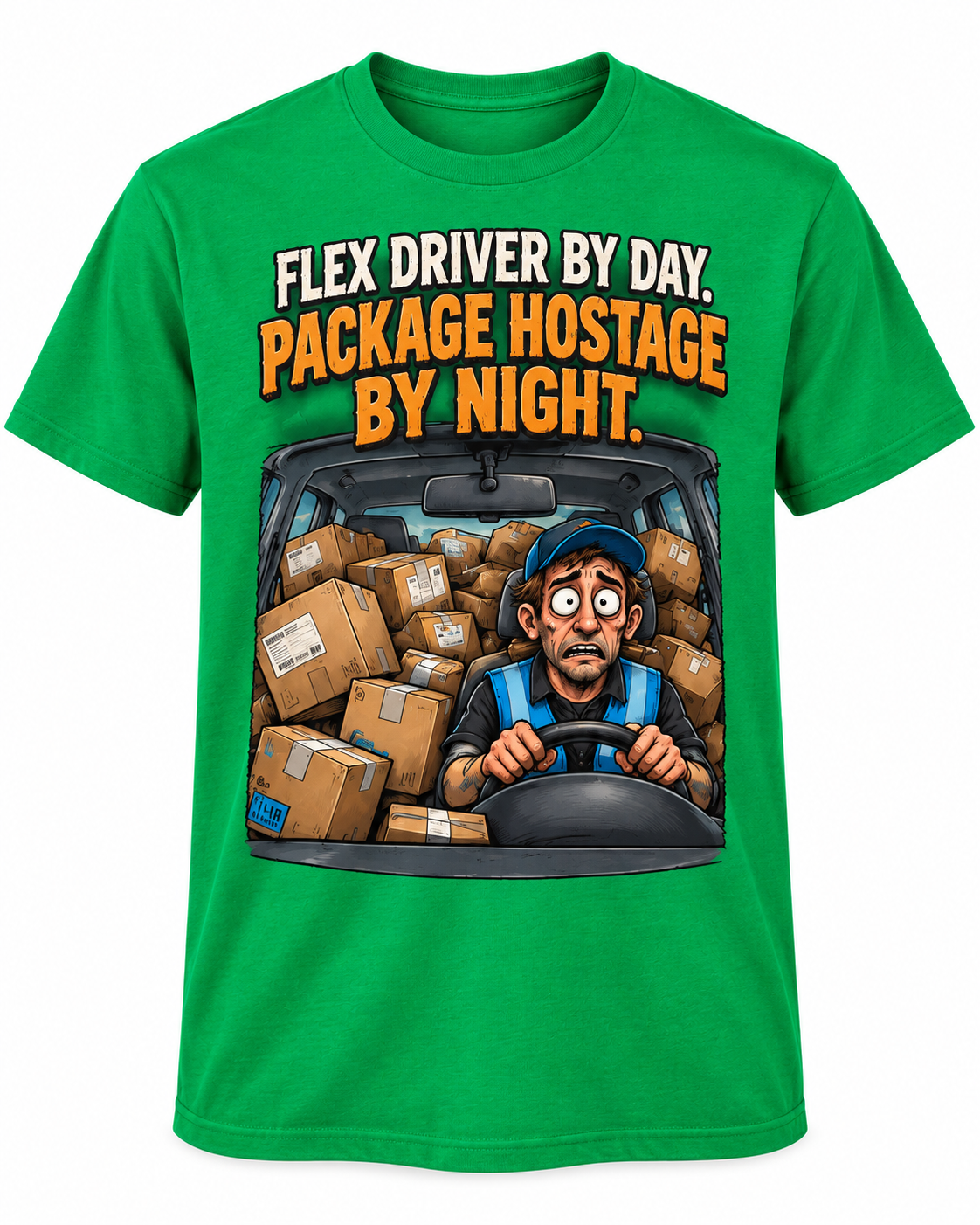 Flex Driver by Day, Package Hostage by Night – Funny Delivery Driver T-Shirt alternate color mockup