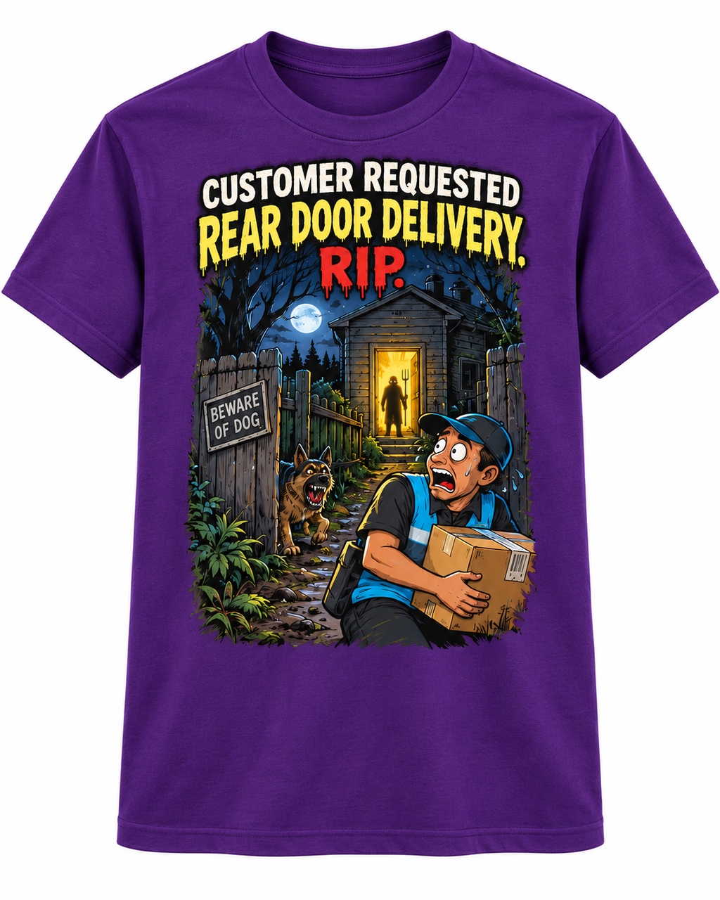 Customer Requested Rear Door Delivery, RIP – Funny Delivery Driver T-Shirt alternate color mockup