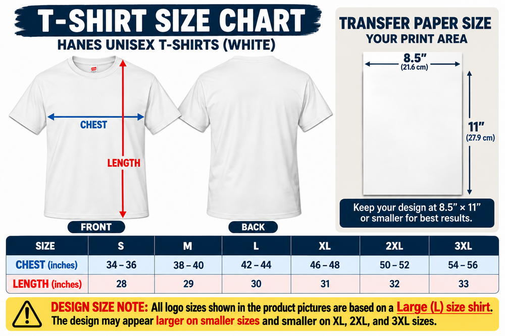 Size chart for 3-Hour Block, 6-Hour Adventure – Funny Delivery Driver T-Shirt