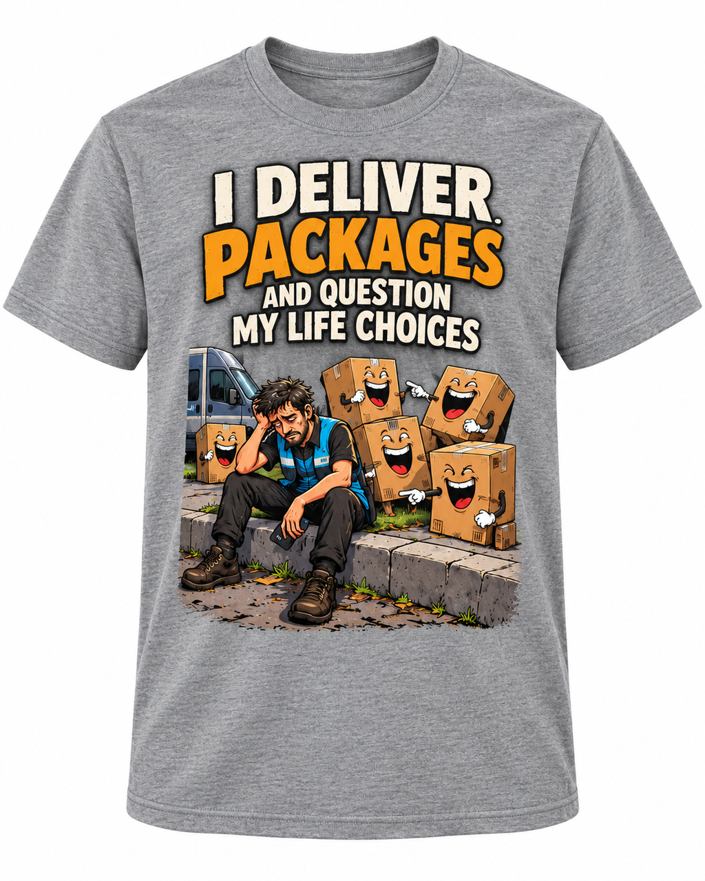 I Deliver Packages and Question My Life Choices shirt mockup