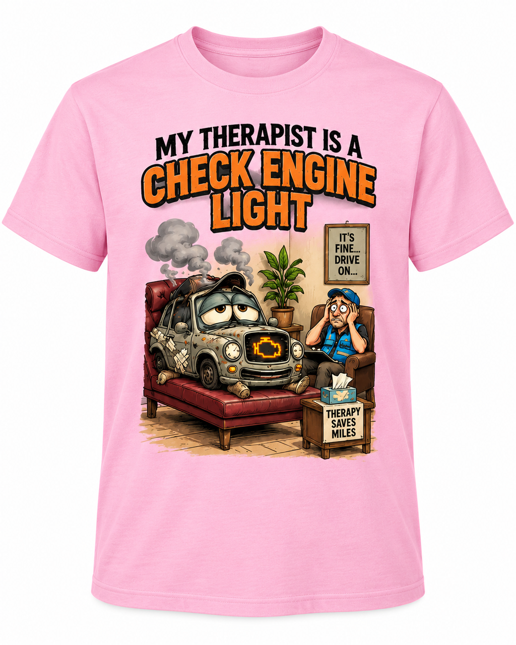 My Therapist Is a Check Engine Light shirt mockup