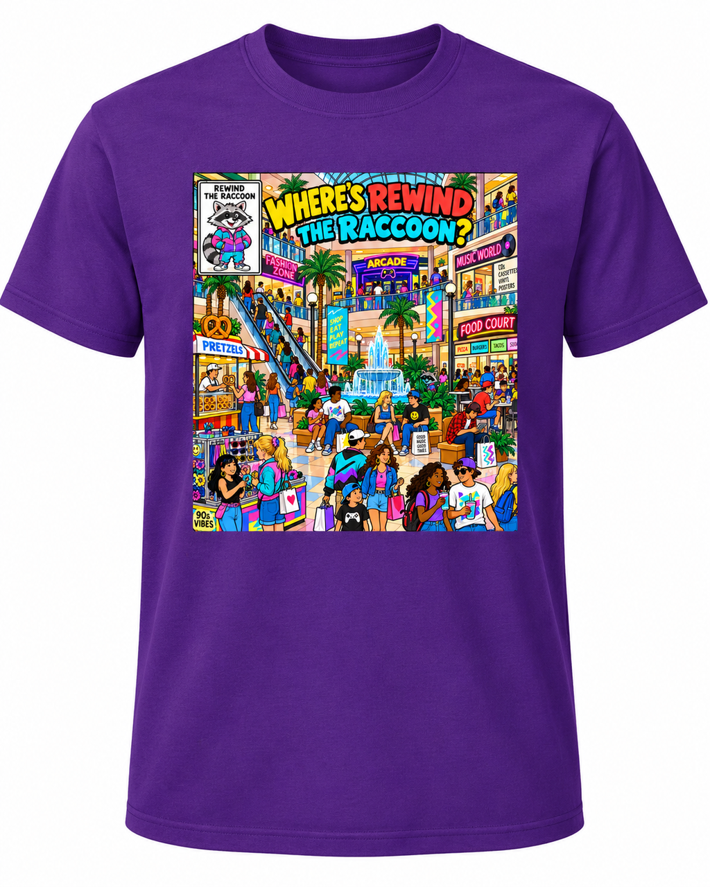 Where’s Rewind the Raccoon? Mall Adventure Graphic T-Shirt